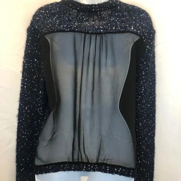 RD Style Mesh Back Sequin V Neck Sweater S - Picture 7 of 12